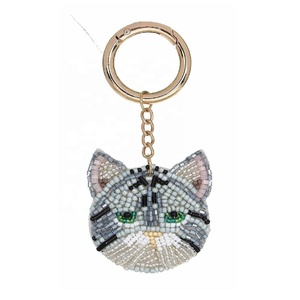 Porte-clés en perles de verre faites à la main en forme de tête de chien, breloque de sac, porte-clés en forme d'animal, accessoire pour clés, sac, clés de voiture, porte-monnaie, cadeau - Product Image 5