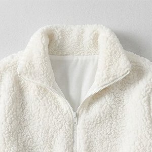 Sudadera Casual de Invierno para Mujer con Logotipo Personalizado al por Mayor, Blanca, con Cierre Corto y Mangas Largas, Diseño Transpirable, Suave y Cálido - Product Image 5