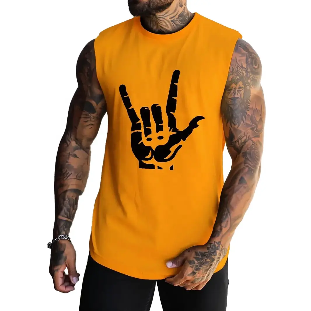 Haute qualité Gym Fitness débardeurs hommes Logo personnalisé impression sport gilet pour hommes Streetwear décontracté été débardeurs hommes