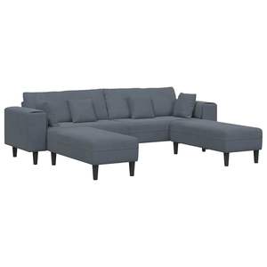 Juego de sofás de terciopelo de 208 cm con cojines, muebles de salón de 3 piezas en gris oscuro - Product Image 2