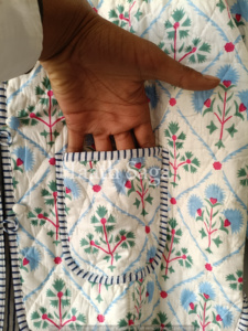 Hand Block Print Cotton Quilted Kantha Jacket: Reversible <b>Boho</b> Coat - Product Image 2
