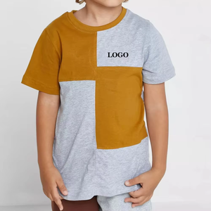 Camisetas de Verano para Niños, Estilo Nuevo, Cuello Redondo, Manga Corta, Casual, Color Sólido - Product Image 1