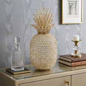 Sculpture d'ananas en cristal, décoration en verre faite à la main, plaquée or, figurine artistique pour table de salon - Product Image 1