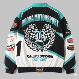 เสื้อแจ็คเก็ตนักแข่ง NASCAR ผ้าฝ้าย OEM ปี 2026 สำหรับผู้ชาย ปักโลโก้ตามสั่ง ระบายอากาศได้ดี ใส่ได้ทั้งฤดูร้อน/ฤดูหนาว สไตล์คลาสสิก สตรีทแวร์ - Product Image 2