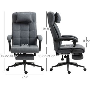 Sedia Direzionale Ergonomica Grigio Scuro Reclinabile con Schienale Alto Regolabile, Girevole con Rotelle in PU per Comfort, Ideale per Ufficio e Casa - Product Image 3