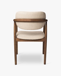Modern Ergonomic Durable Solid Wood Dining <b>Chair</b> with Sculpted Arm Design and Premium Fabric Cushion Finish - Product Image 5