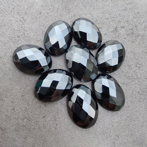 Pierre précieuse en hématite de qualité AAA+, taille ovale à facettes, dos plat, calibrée, en vrac, pour bijoux, toutes tailles - Product Image 2