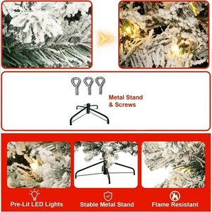 Albero di Natale Artificiale Pre-Illuminato Effetto Neve da 180 cm con 1000 Rami e 250 Luci Bianco Caldo - Product Image 5