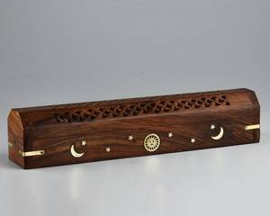 Handmade Wooden <b>Incense</b> <b>Stick</b> <b>Holder</b>/Burner - Pack of 2 Rosewood <b>Incense</b> <b>Stick</b> Box Leaf Carved Ying Yang <b>Incense</b> Cone <b>Holder</b> - Product Image 1