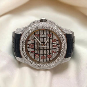 Reloj de Pulsera con Banda Negra y Diamantes de Moissanita, Directo de Fábrica, con Moissanita Incrustada, Ideal para Regalo, Pasa el Test de Diamantes - Product Image 2