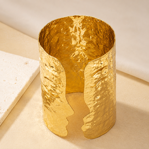 Modern Artisan Hammered Brass Cuff Stack Wedding Party Festive Adjustable Vintage Chunky Bangle Statement Jewelry <b>Bracelet</b> - Product Image 1