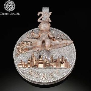 จี้รูปทรงกลมประดับเพชรโมอิสซาไนต์สไตล์ฮิปฮอปจาก Charm Jewells เงินแท้ 925 ชุบทอง 18K ฝังเพชรแบบไมโครเพฟ ได้รับการรับรองจาก IGI เหมาะสำหรับผู้ชาย - Product Image 2