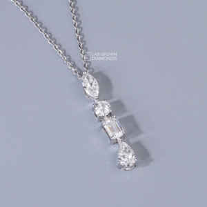 Pendentif en diamant de laboratoire taille marquise, poire et ronde, émeraude, en argent sterling S925, métal blanc, charme de luxe pour femme, cadeau pour elle - Product Image 5