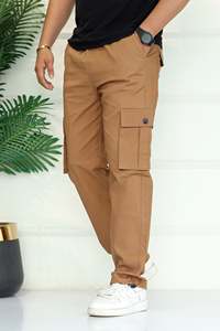 Pantalones Cargo para Hombre, Cintura Elástica, Color Sólido, Algodón, Corte Regular, con Bolsillos, para Todas las Temporadas, Ropa Casual para Exteriores - Product Image 3
