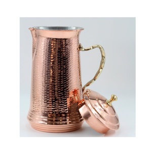 Jarra de Agua de Cobre Puro, Jarra de Cobre Martillado con Tapa y Asa de Metal para el Hogar, Oficina, Bebidas Ayurvédicas - Product Image 6