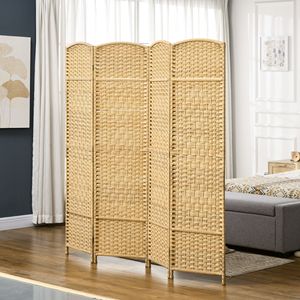 4-Panel 6FT Tall <b>Folding</b> Privacy <b>Screen</b> Traditional Style Wood Partition Freestanding Divider for Home Office Nature Wood - Product Image 2