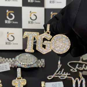 Pendentif Moissanite Taille Brillant Personnalisé, Collier Hip Hop avec Logo Glacé, Argent 925 Plaqué Or VVS, Certifié IGI, Tendance Unisexe - Product Image 2