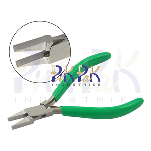 Stainless Steel Flat Nose <b>Pliers</b> 125mm Serrated Jaws Spring PVC Handles Crimping Fishing Jewelry DIY Wire Holding Tools - Product Image 1