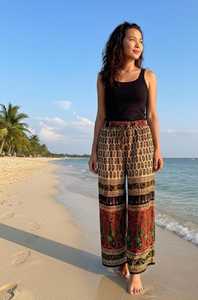 กางเกงชุดนอนผ้าเรยอนเครป โบโฮ ฮิปปี้ ขากว้าง ชุดลำลอง เสื้อกล้าม เสื้อคลุมสำหรับงานแต่งงาน เสื้อคลุมทุกฤดู ของขวัญวันเกิด - Product Image 4