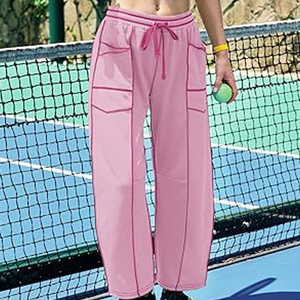 Women Baggy Cargo Pants Wide Leg Sweatpants High Waist <b>Drawstring</b> Casual Streetwear Loose Fit <b>Trousers</b> - Product Image 4