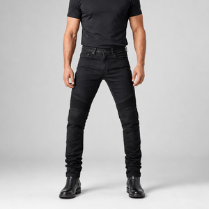 Pantalones Vaqueros Negros para Motociclistas, con Rodillas Reforzadas, Transpirables, de Mezclilla Lavada, para Todas las Temporadas - Product Image 1
