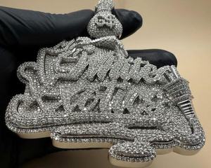 Collar con colgante de letra inicial estilo Hip Hop, con diseño de bolsa de dinero y cadena de eslabones, de Plata 925 y Diamante Moissanita VVS, para hombre, con incrustaciones de diamantes, con nombre, número o letra - Product Image 3