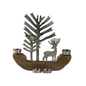 Ornement décoratif en aluminium en forme de tête de renne avec base en bois, idéal pour la décoration, les cadeaux et les accents de présentation sur étagère. - Product Image 3