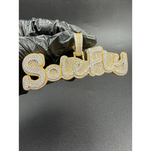 SoleFly <b>Name</b> <b>Chain</b> Moissanite Diamond Iced Out Pendant Hip Hop Jewelry Luxury Gift for Men Women - Product Image 1