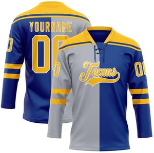 Maillot de hockey sur glace personnalisable de qualité supérieure - 100% polyester, antibactérien, séchage rapide, nom et numéros d'équipe personnalisés, col en V - Product Image 1