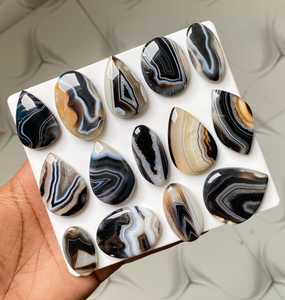 Wholesale Natural Black White Agate Oval Cut Gemstone Polished For Jewelry Making Banded Agate Sulemani Hakik MAHNAJ GEMS - Product Image 5