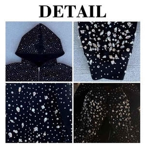 Sudadera con capucha personalizada con diamantes de imitación brillantes, tela polar unisex, cómoda, cálida, perfecta para el estilo callejero y la moda de invierno - Product Image 3