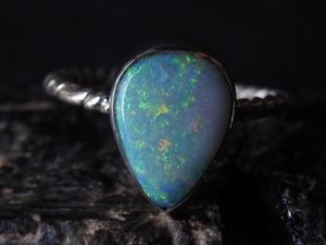 แหวนโอปอลออสเตรเลียปรับขนาดได้-เงินแท้ 925-พลอยประจำเดือนตุลาคม-โอปอลดับเบิ้ล-เครื่องประดับทำมือ-ของขวัญสำหรับเธอ-MS - Product Image 1