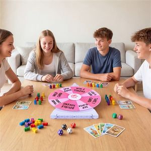 Ruota della Fortuna Personalizzabile a 14 Scomparti con Supporto Pieghevole e Ruota da Tavolo Riscrivibile Rosa per Forniture Promozionali per Feste - Product Image 6