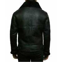 Blouson d'hiver pour homme noir en similicuir style aviateur, doublé en fourrure, avec col et poignets en fourrure, vêtement d'extérieur vintage personnalisé, respirant à l'avant
