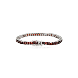 Buy Now Natural Garnet January Birthstone Sleek Stackable Tennis <b>Bracelet</b> in <b>Solid</b> 925 Sterling <b>Silver</b> Wholesale Price - Product Image 5