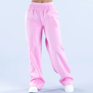 Premium Light Rose Pink Women's Revive Regular Fit Straight Joggers Fleece 100% Cotton Winter Drawstring Closure Sweatpants - Product Image 1