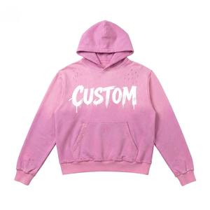 Sudadera con Capucha para Hombre, Estilo Urbano, Oversize, Lavado Desgastado, Hombros Caídos, con Pedrería, Esencial para Moda Urbana, Personalizada de Fábrica, Alta Calidad - Product Image 5