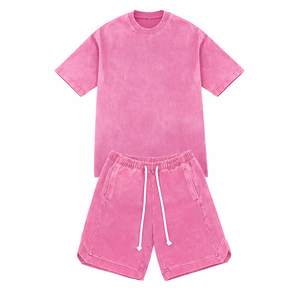Ensemble 2 pièces décontracté pour homme : T-shirt en coton tricoté bleu uni et short d'été - Product Image 6
