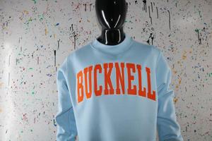 Sweat-shirt à col montant BUCKNELL SKY BLUE 100% coton avec broderie appliquée ORANGE, col large, URBAN PRODUCTIONS - Product Image 3