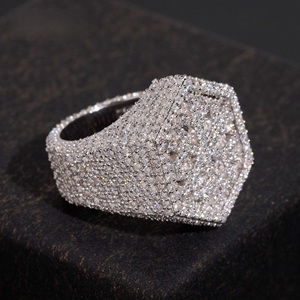 925 <b>Silver</b> <b>Men's</b> Iced Dome <b>Signet</b> <b>Ring</b> Lab-Grown Certified Diamond Statement <b>Ring</b> Luxury Bold Hip Hop Jewelry Gift for <b>Men</b> - Product Image 5