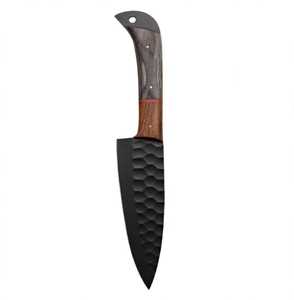 Cuchillo de Camping de Hoja Fija Forjado a Mano con Acabado Negro y Mango de Madera, Personalizable OEM, Acero con Recubrimiento Negro - Product Image 4