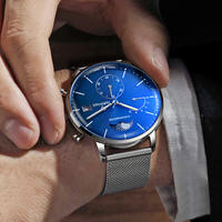 Montre de luxe Mark Fairwhale à quartz, design original, chronographe, phase de lune, étanche, fenêtre de date, acier inoxydable, BusinessFW-5350