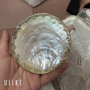 Premium Mother of Pearl Decorative <b>Tray</b> with Royal Gold Inlay and Intricate Patterns for High End Jewelry Display 10cm - Product Image 6