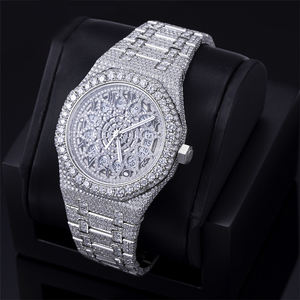 Reloj Mecánico Automático para Hombre de 41 mm con Diamantes Moissanite VVS D, Estilo Hip Hop, Caja de Acero Inoxidable, Esfera Dorada/Plateada, Cristal - Product Image 1