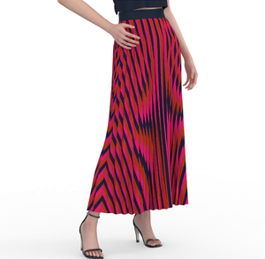 New Fashion Women's High Waist Slim Pleated <b>Skirt</b> Retro Stripe Printing Long Rainbow Design - Product Image 4