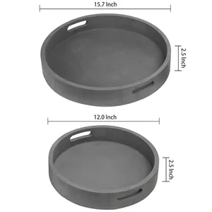 Round Ceramic Eco-Friendly American Style <b>Serving</b> Tray <b>Set</b> Solid Color Minimalist Design Durable Platter for Dining Catering Use - Product Image 3