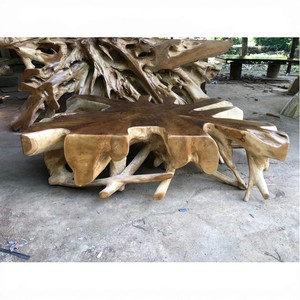 Luxury Natural <b>Round</b> <b>Solid</b> Teak Root Coffee <b>Table</b> Hand Carved Live Edge <b>Wood</b> Sculptural Rustic Furniture Unique Root Base <b>Table</b> - Product Image 1