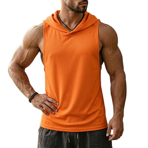 Customizable Cotton <b>Blend</b> Men Sleeveless Hoodie Tank Top Wholesale Price Fitness Bodybuilding Training Workout Tank Tops For Men - Product Image 1