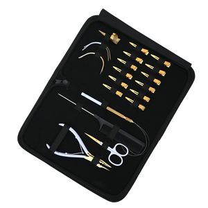 Salon Grade Hair Extension Tools Kit I-Tip Silicone <b>Beads</b> 3-Hole Plier Thread Mini Scissor Sectioning Clips Rexine Case Kit - Product Image 1