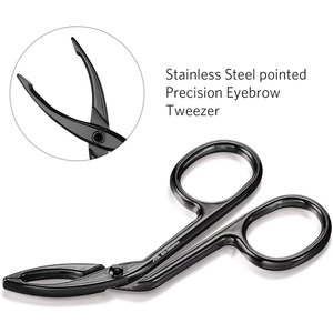 Women Curved <b>Eyebrow</b> Tweezers & Scissors Stainless Steel 15g Versatile Straight Tip <b>Hair</b> Plucker <b>Eyebrow</b> <b>Remover</b> - Product Image 4